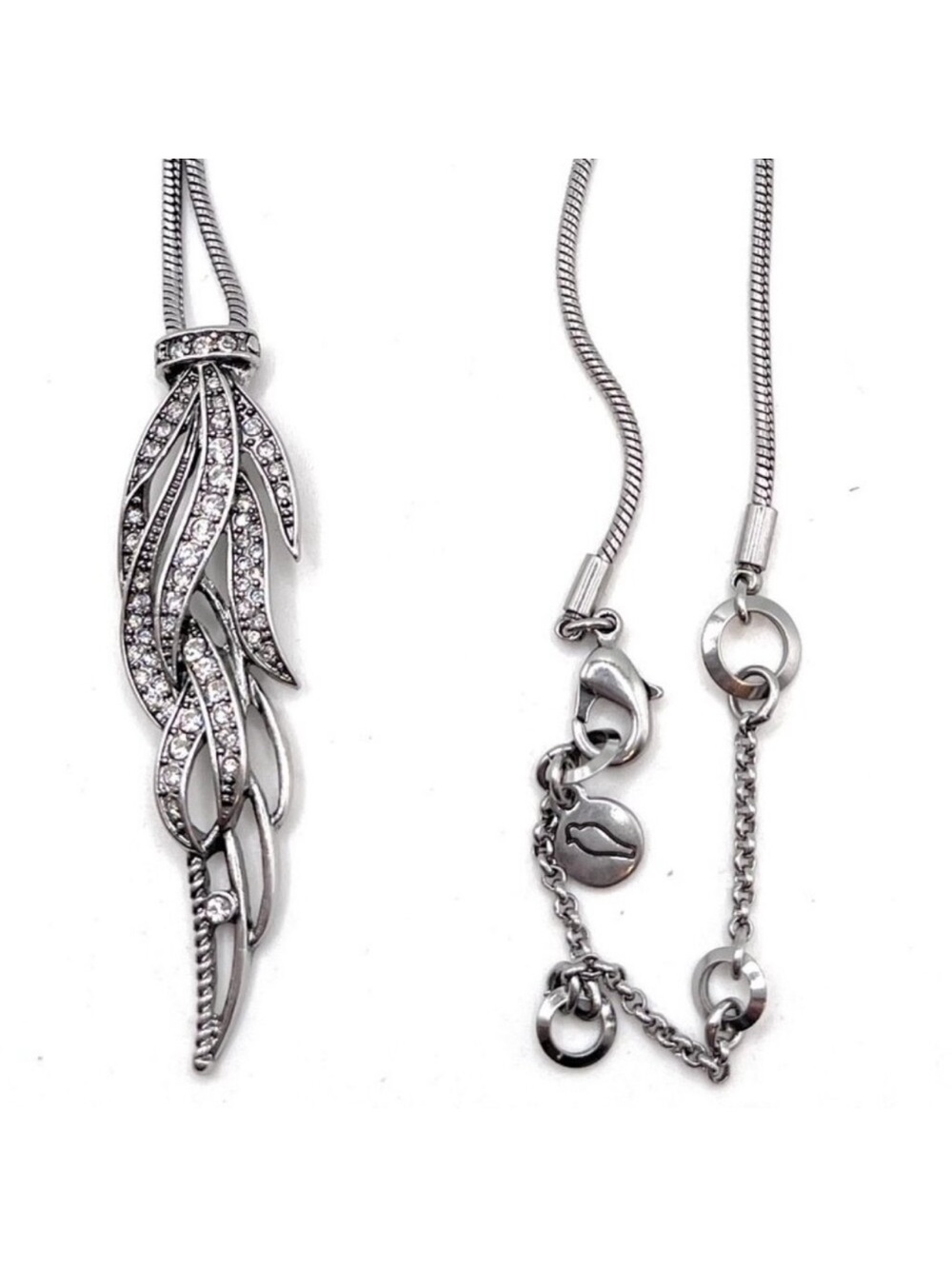 Silverwing: long, feather pendant, necklace | Chloe + Isabel